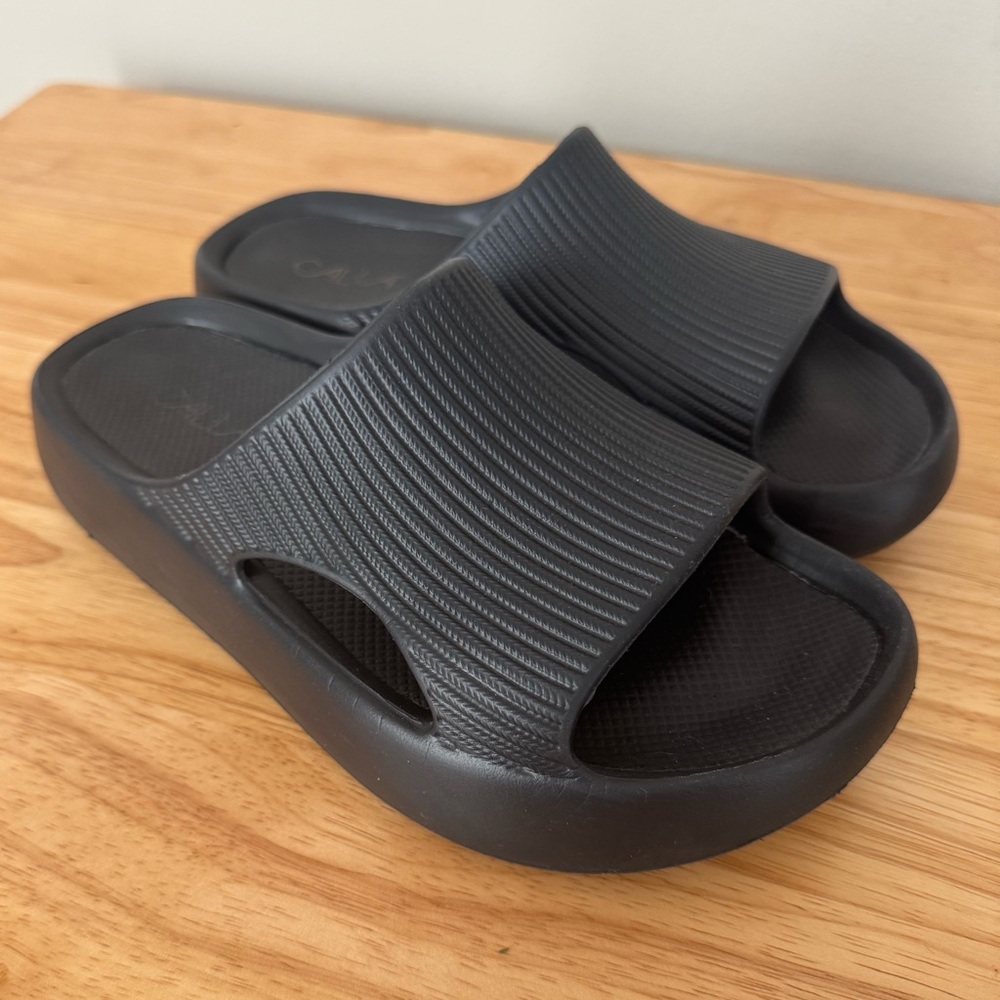 Women’s CALIA Black Molded Slide Cloud Sandals Size 7 Platform